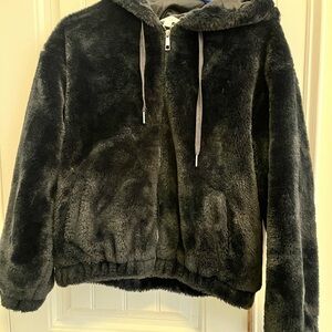 Time and Tru Charcoal Faux Fur Jacket